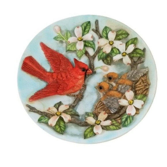 7 1/4" Bradex Decorative Plate "Tending The Nest" Red Cardinal Bird #1742 A With - Picture 1 of 8